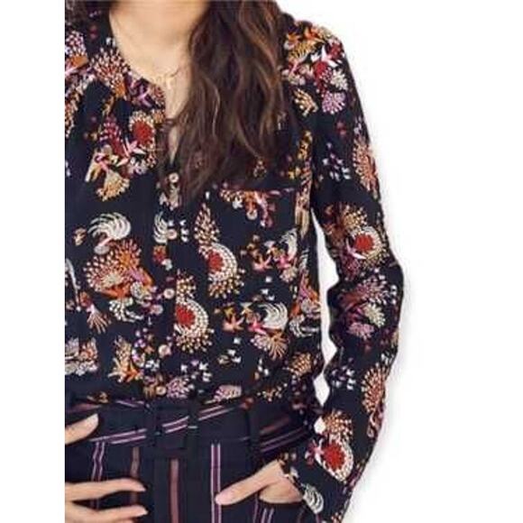 Anthropologie Conversations 28 of 52 Colloquial Peacock Collarless Button Down - Picture 1 of 15